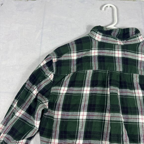 St Johns Bay Button Up Flannel Shirt Mens Green White Plaid Classic Size L - Picture 3 of 14